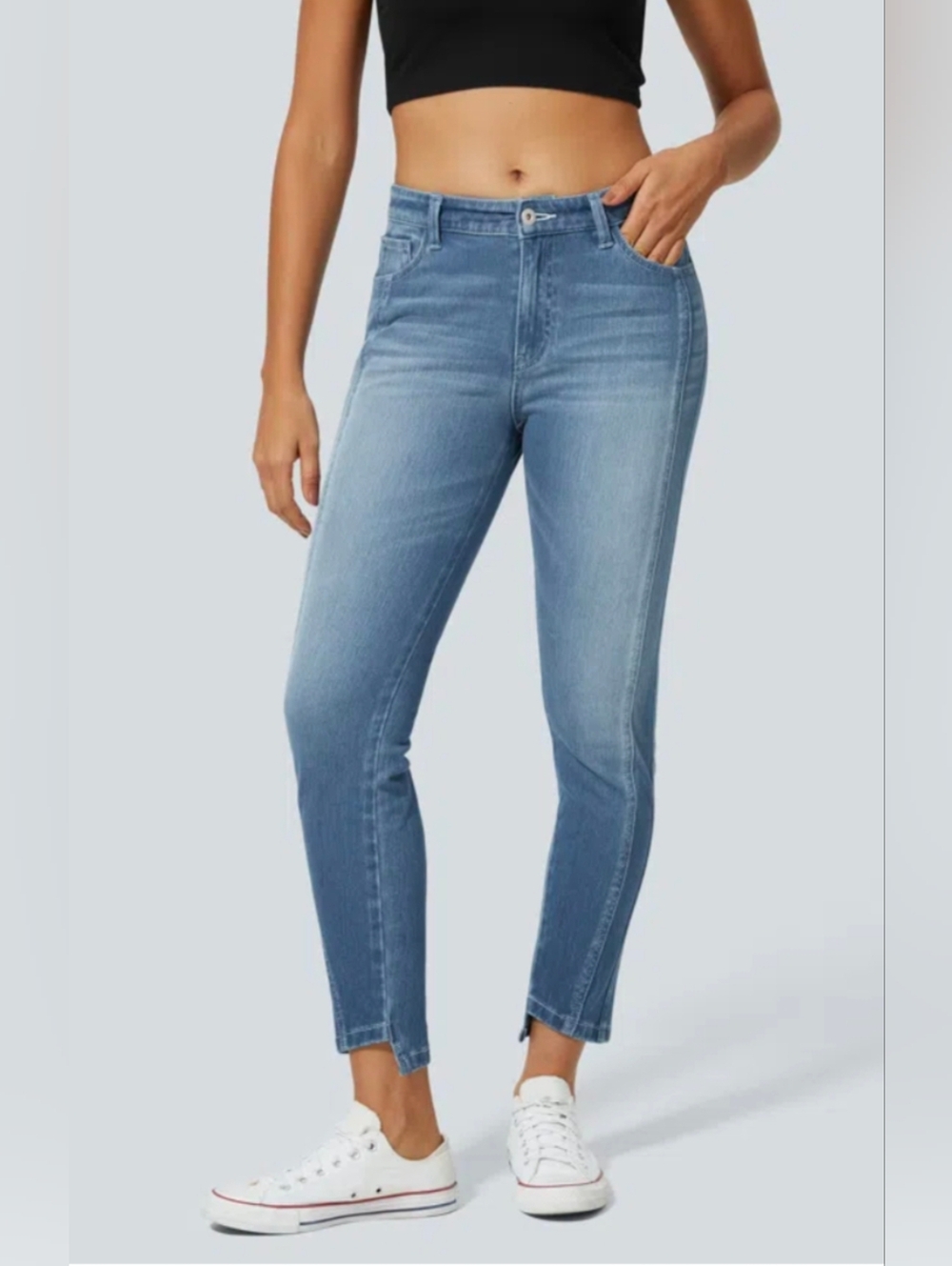 Halara Flex™ Mid Low Rise Zipper Pockets Casual Skinny Jeans | Size S Petite